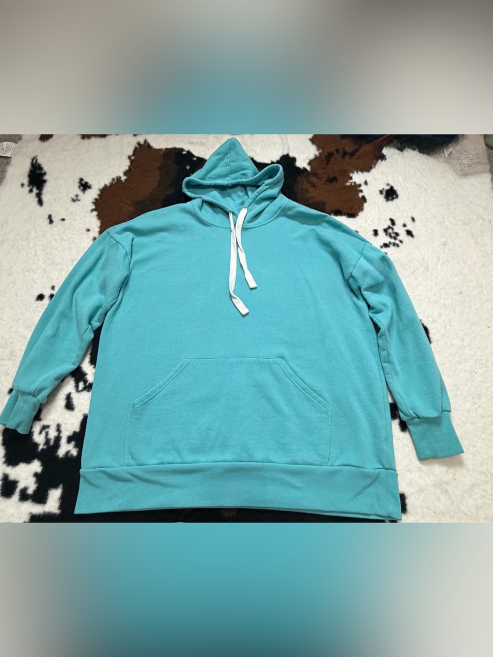Zenana Outfitters 1X Aqua Blue Oversized Pullover Hoodie Sweatshirt - Picture 7 of 10